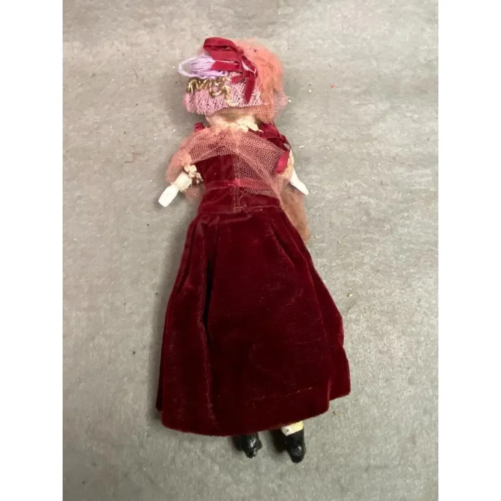 ANTIQUE 10 INCH WAX HEAD LADY‎ DOLL CLOTH BODY PAPER MACHE LEGS WOOD ARMS